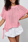 Pink Plus Size Bow Tie Sweater