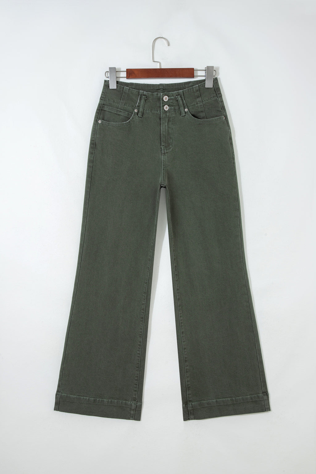 Green High Waist Wide Leg Jeans