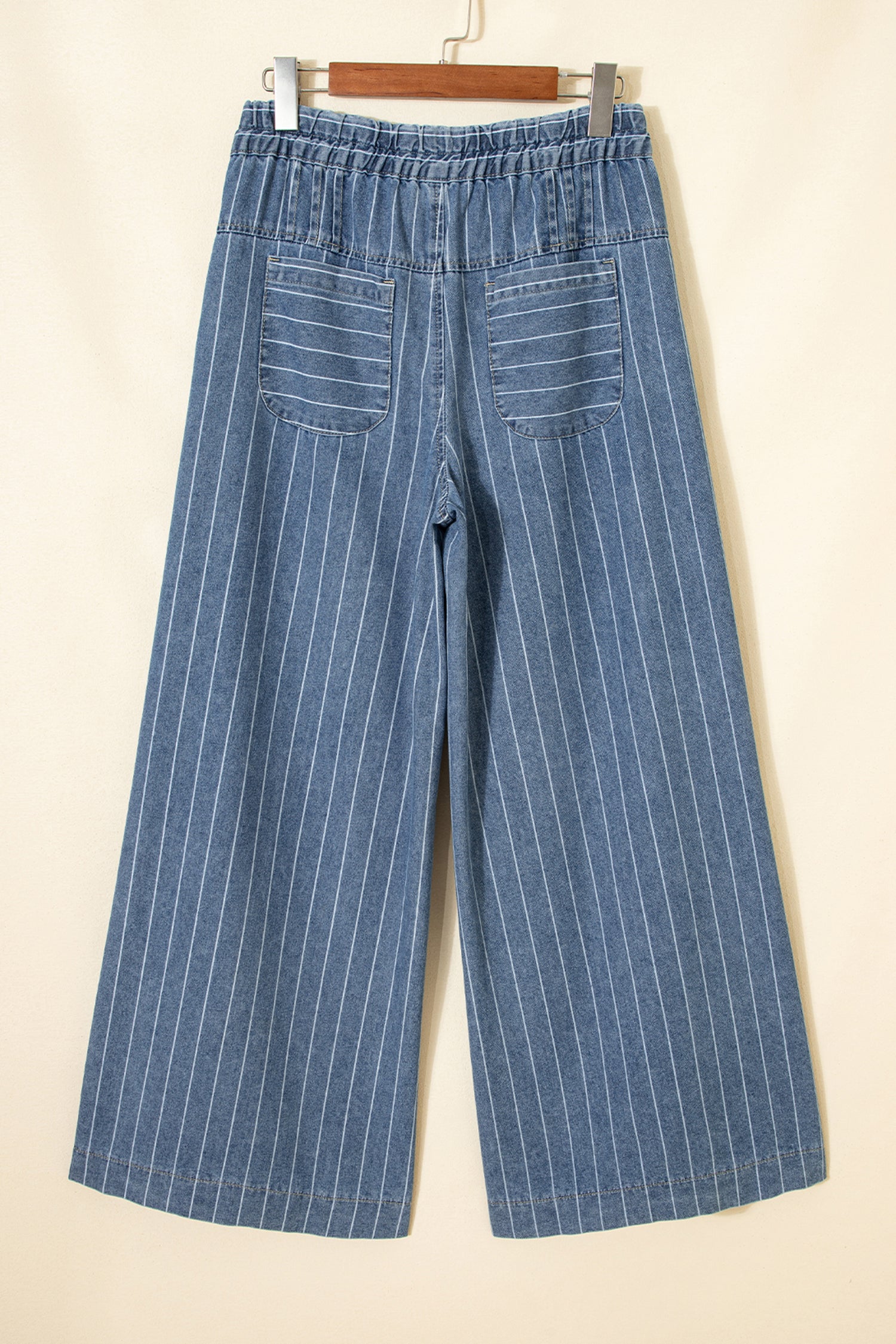 Sky Blue Stripe Wide Leg Jeans