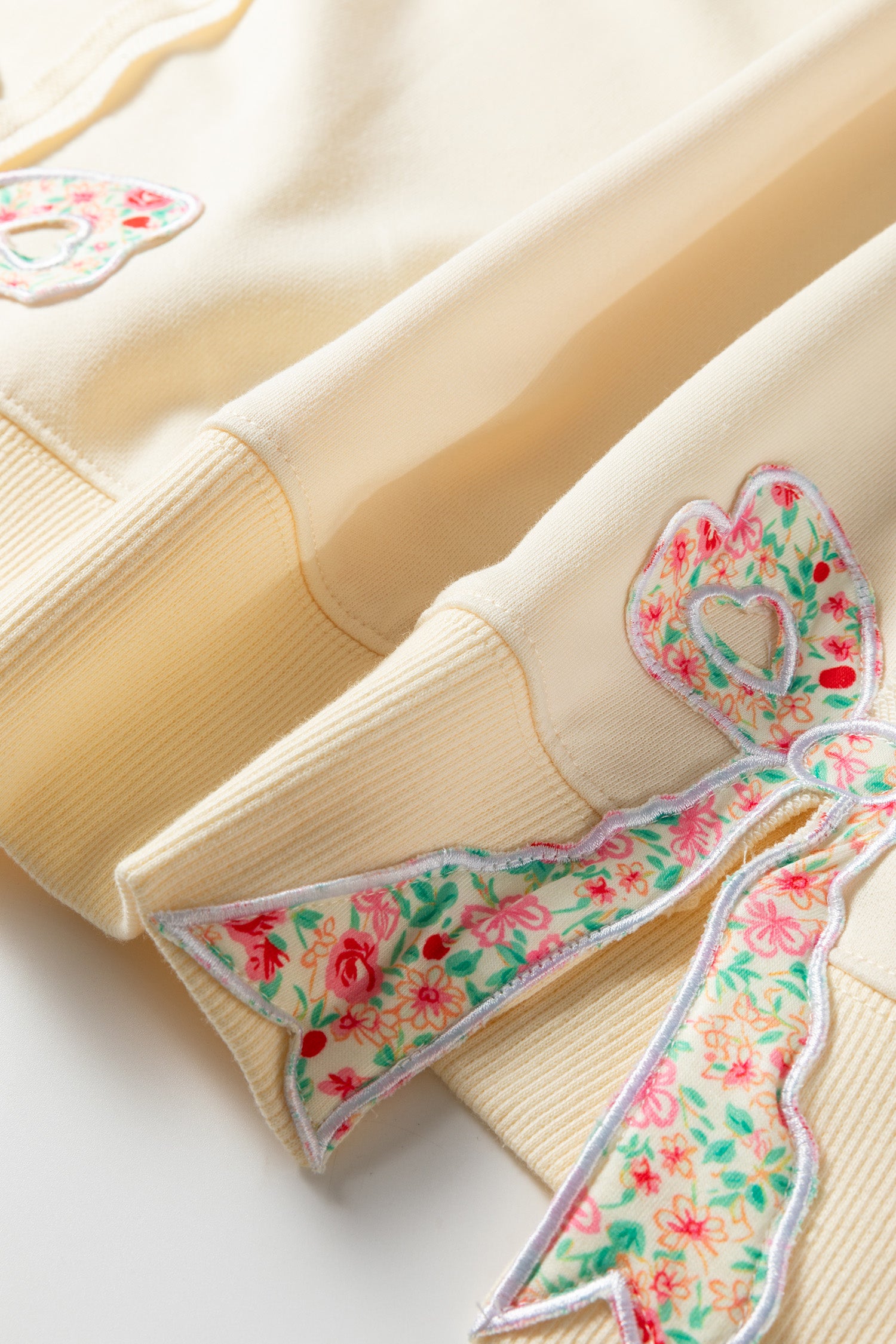 Beige Floral Bow Plus Size Pullover