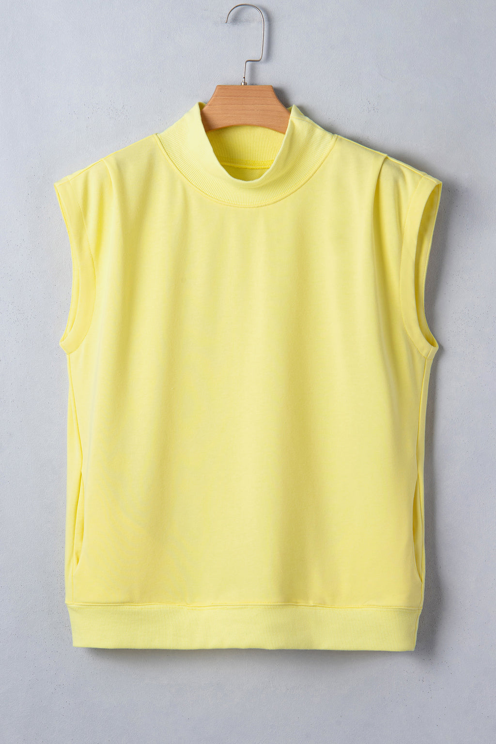 Yellow High Neck Cap Sleeve Top