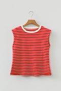 Red Stripe Ribbed Tank Top