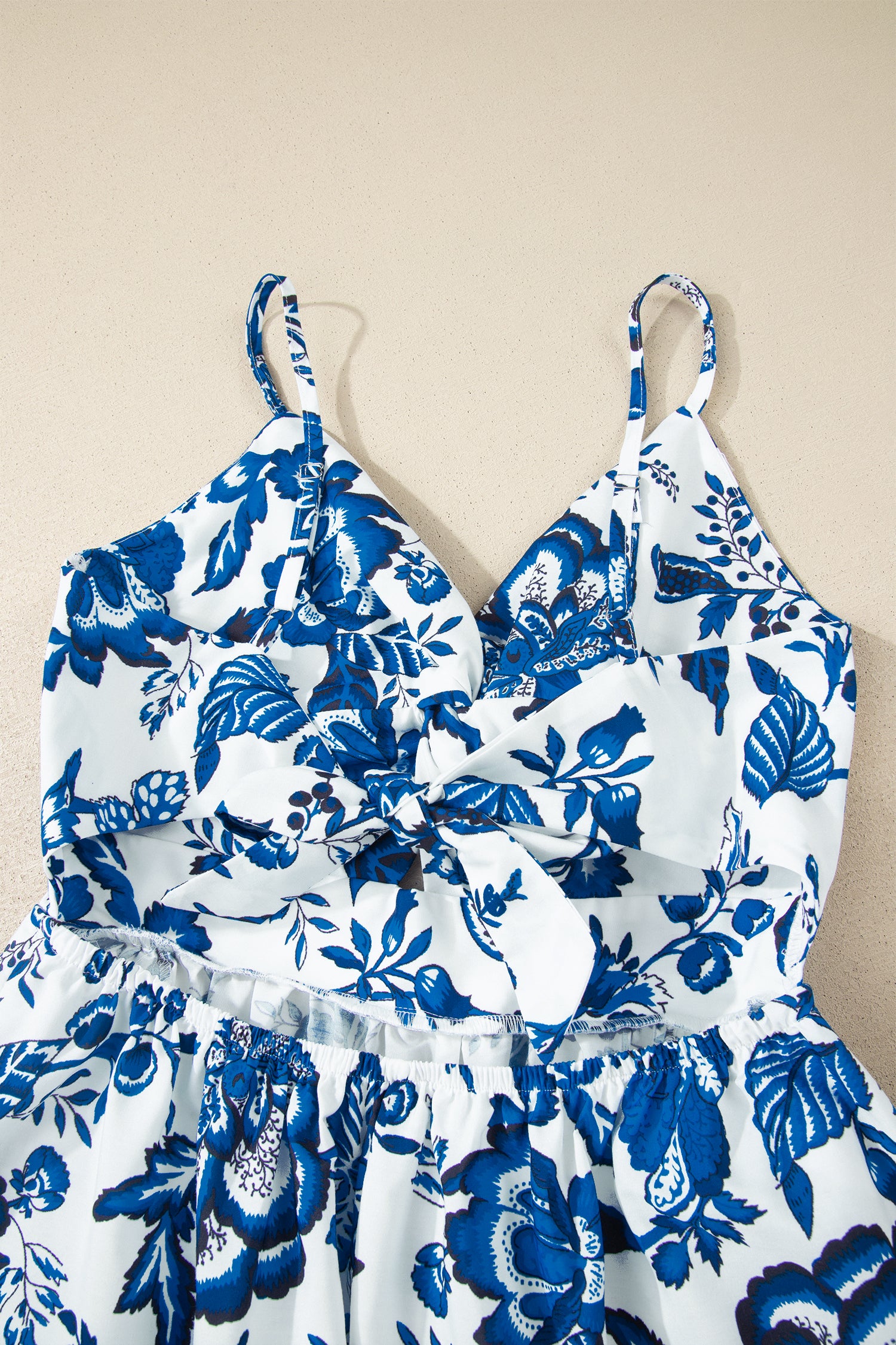 Sky Blue Floral Backless Maxi Dress