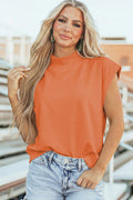 Orange High Neck Cap Sleeve Top