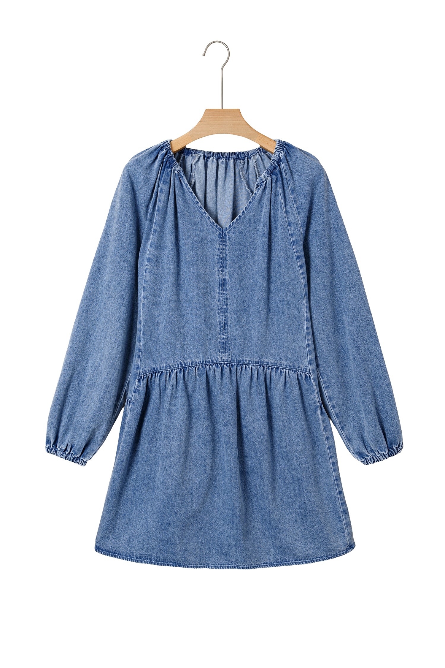Blue Puff Sleeve Denim Mini Dress