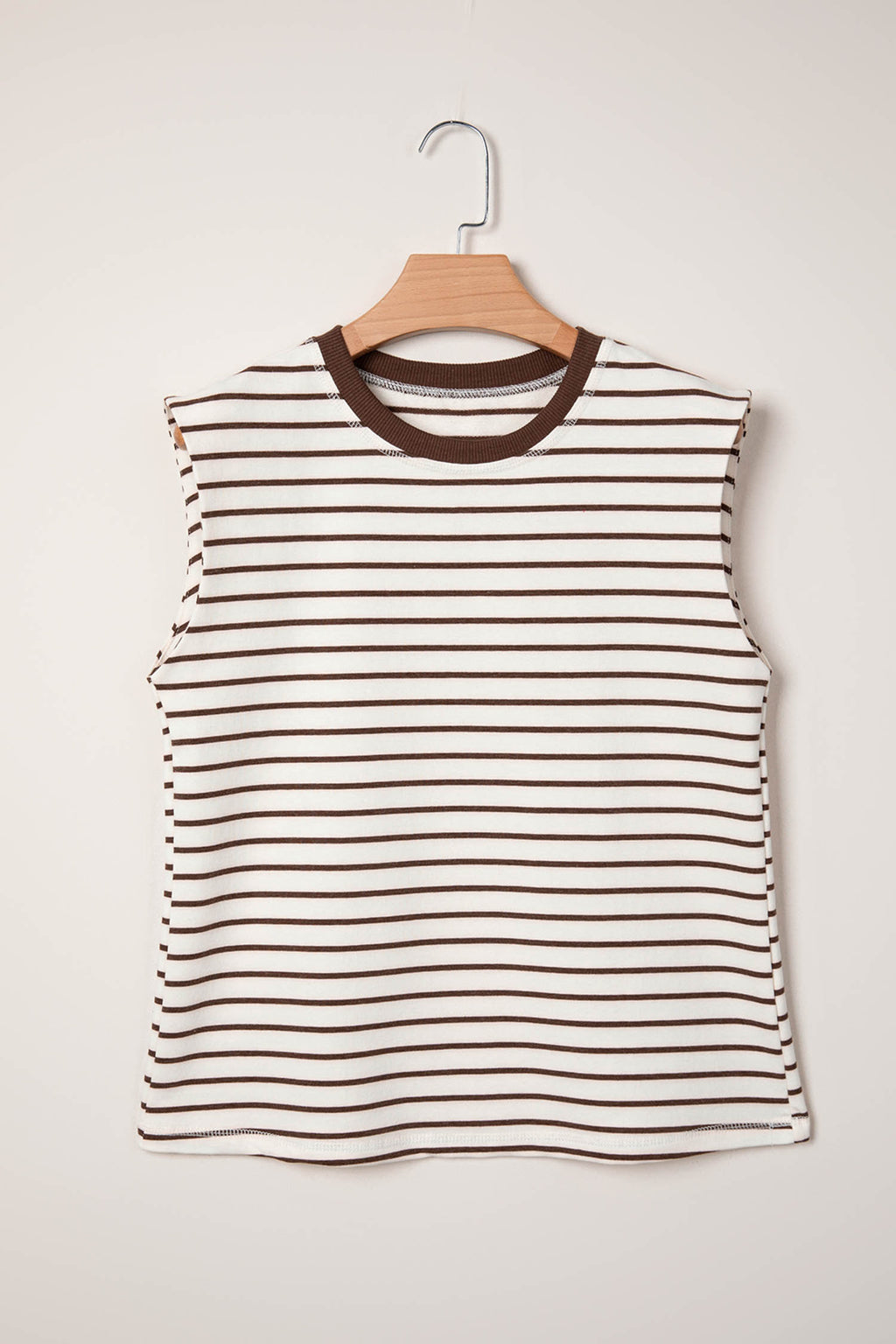 Brown Stripe Ribbed Tank Top