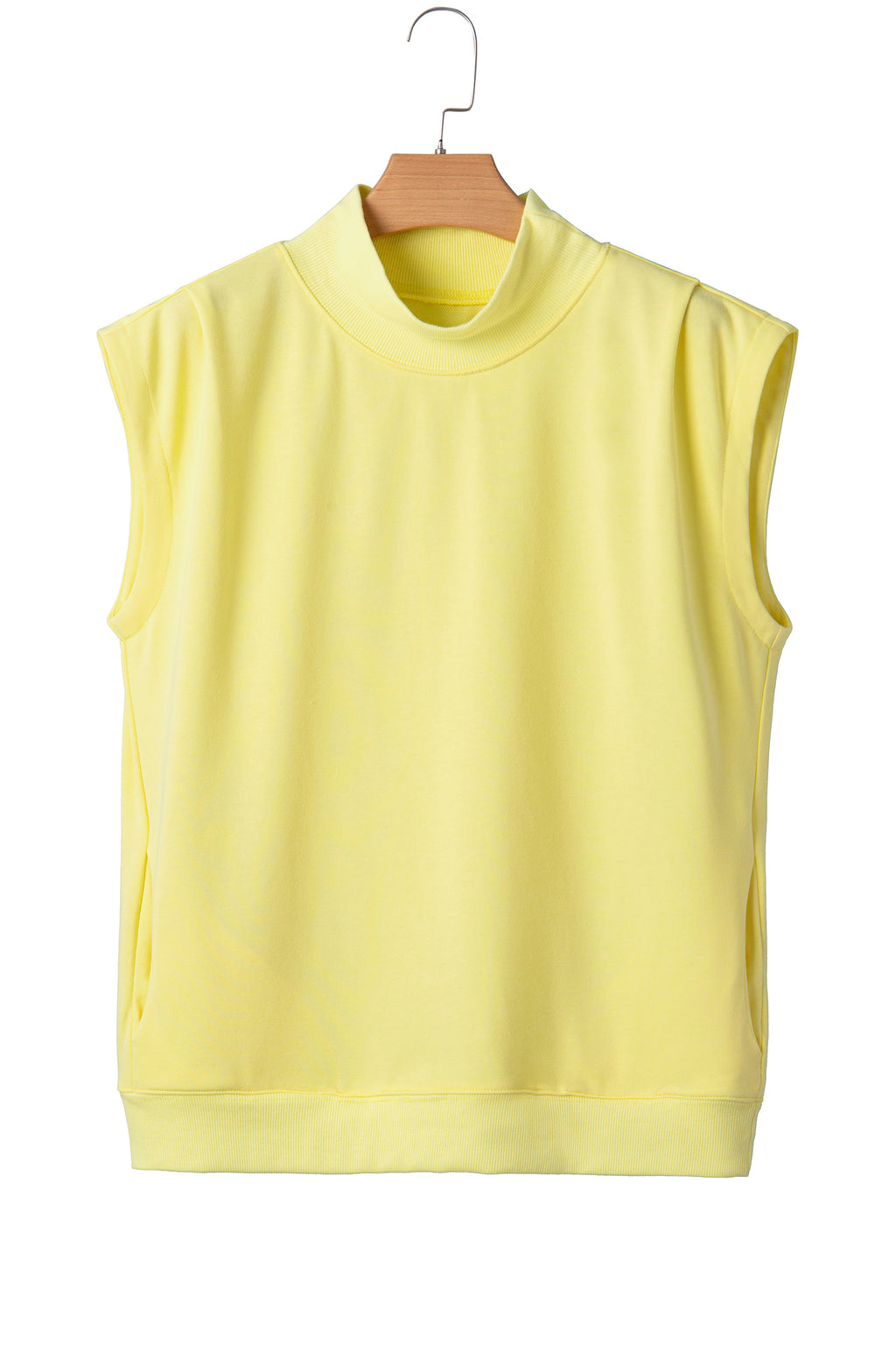Yellow High Neck Cap Sleeve Top