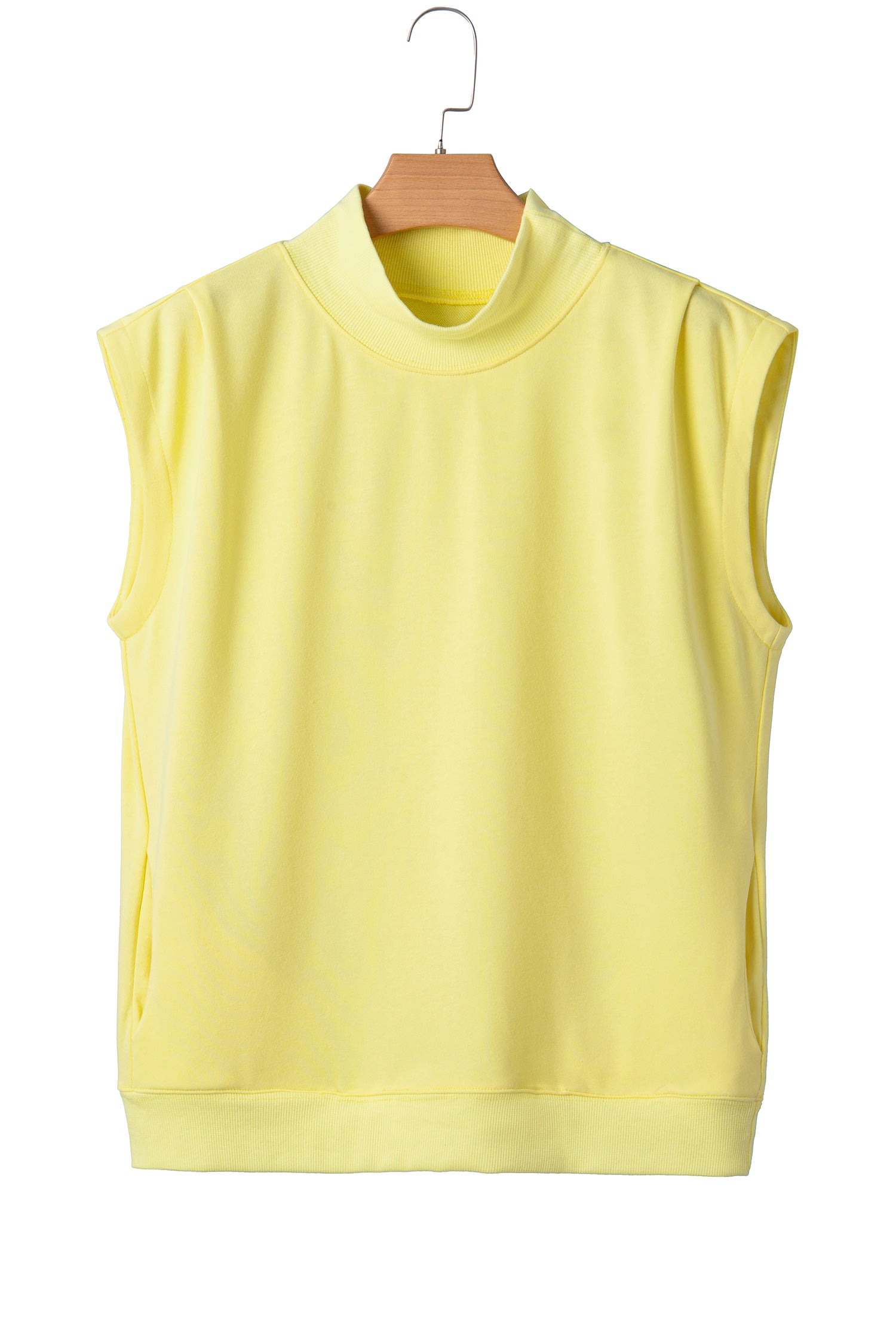 Yellow High Neck Cap Sleeve Top