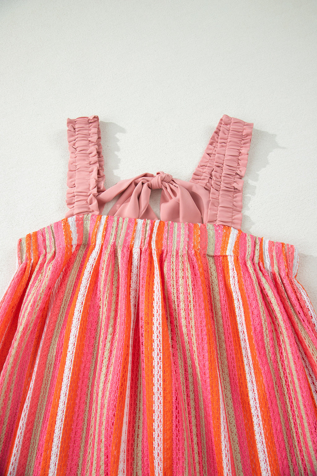 Pink Stripe Ribbon Knot Maxi Dress
