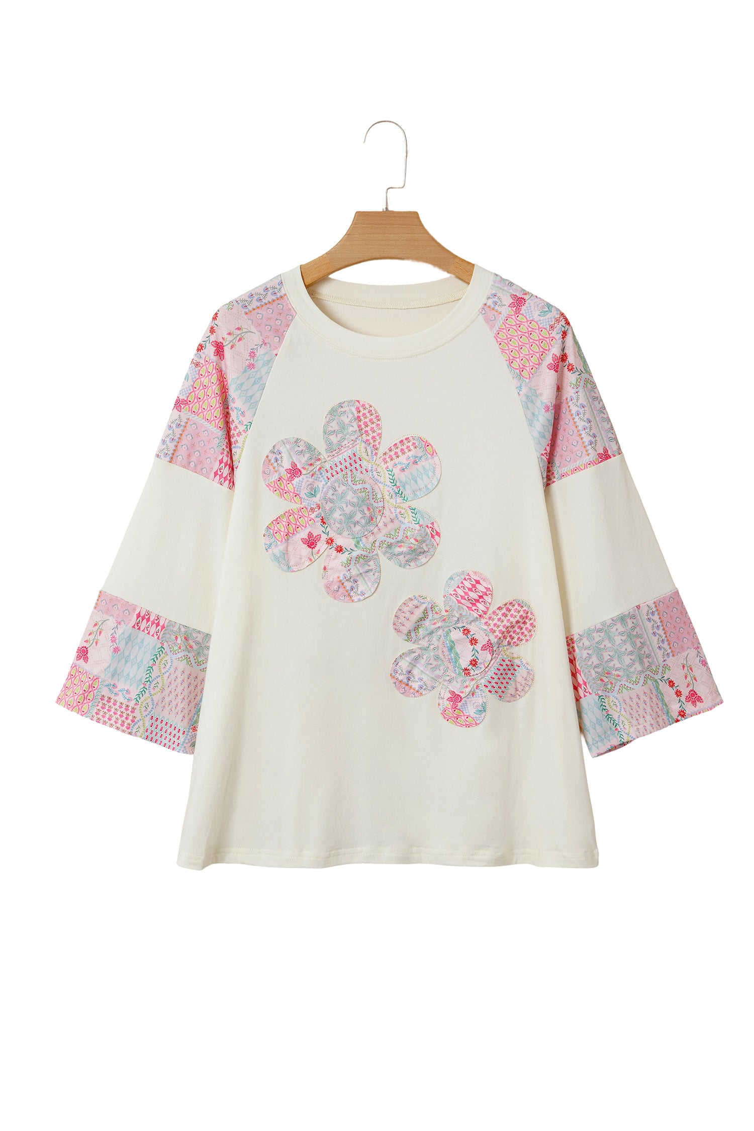 Beige Floral Patchwork Top