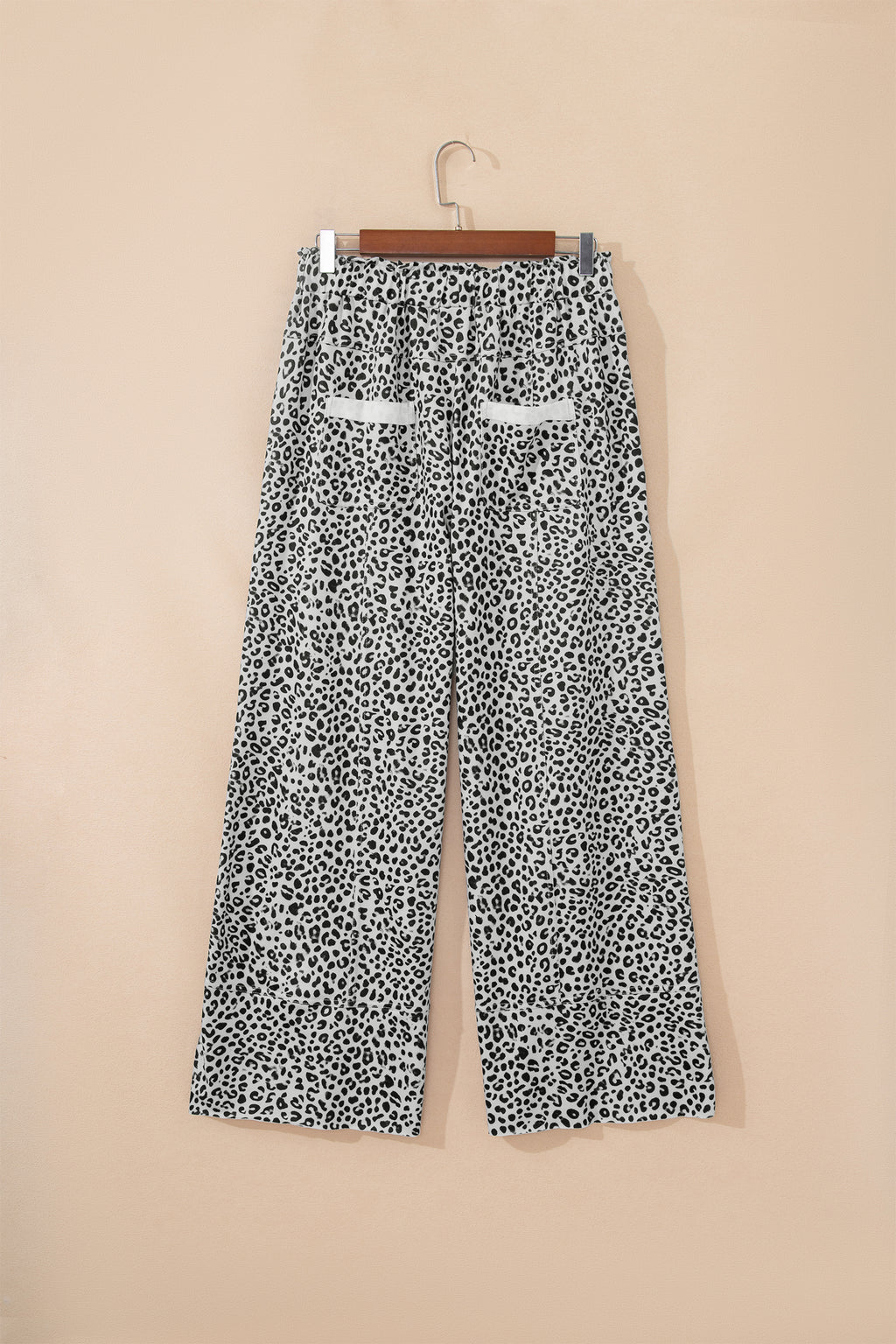 Gray Animal Print Wide Leg Pants
