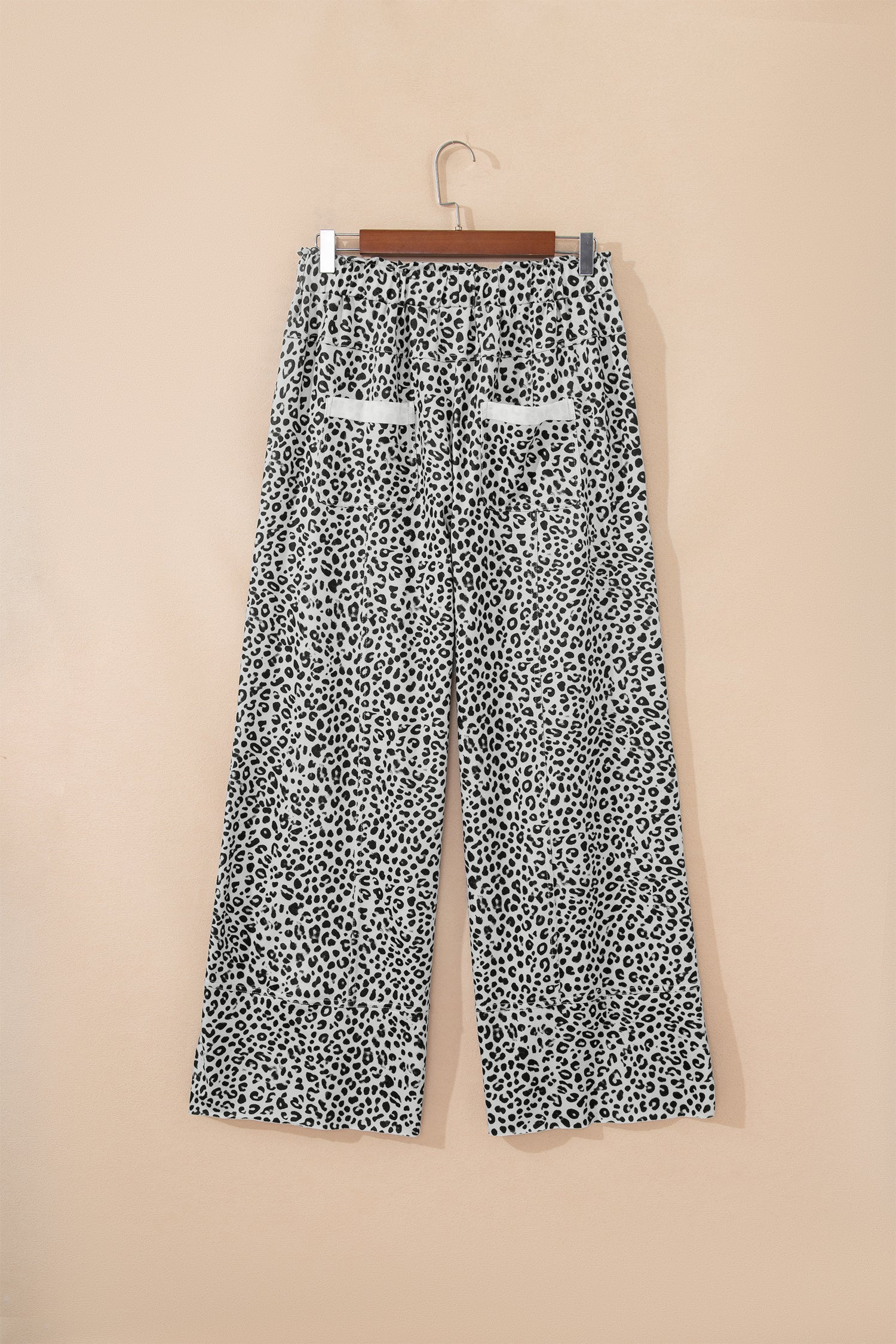 Gray Animal Print Wide Leg Pants
