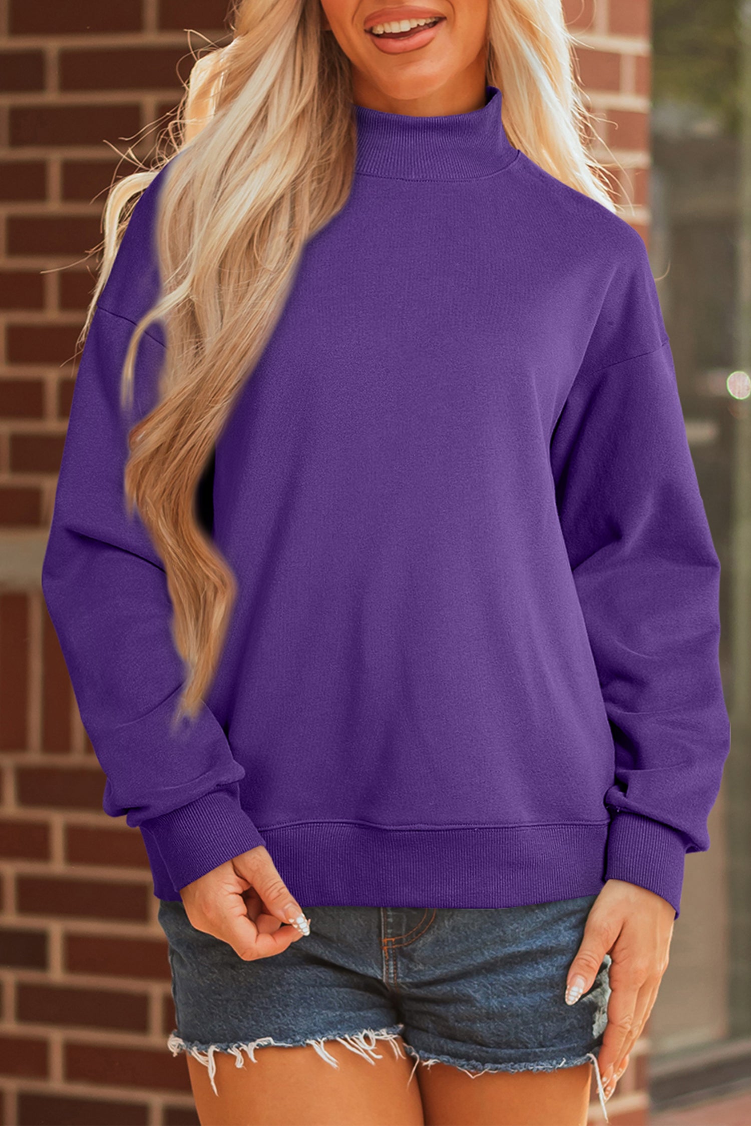 Purple Mock Neck Sweatshirt