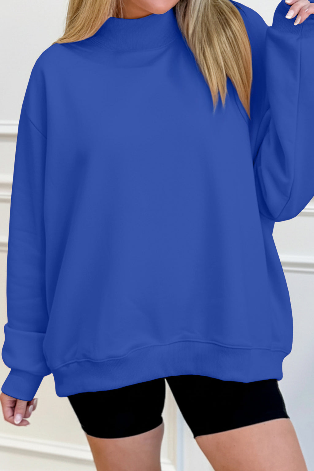 Dark Blue Mock Neck Sweatshirt