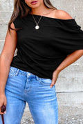 Black Plus Size Asymmetric Blouse