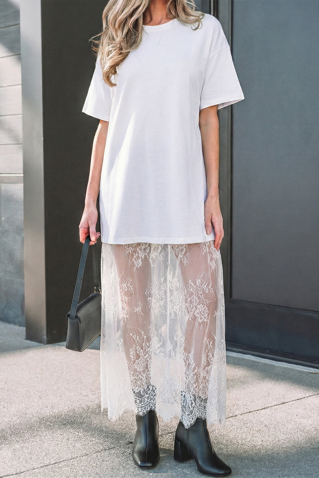 White Floral Patchwork Maxi Dress