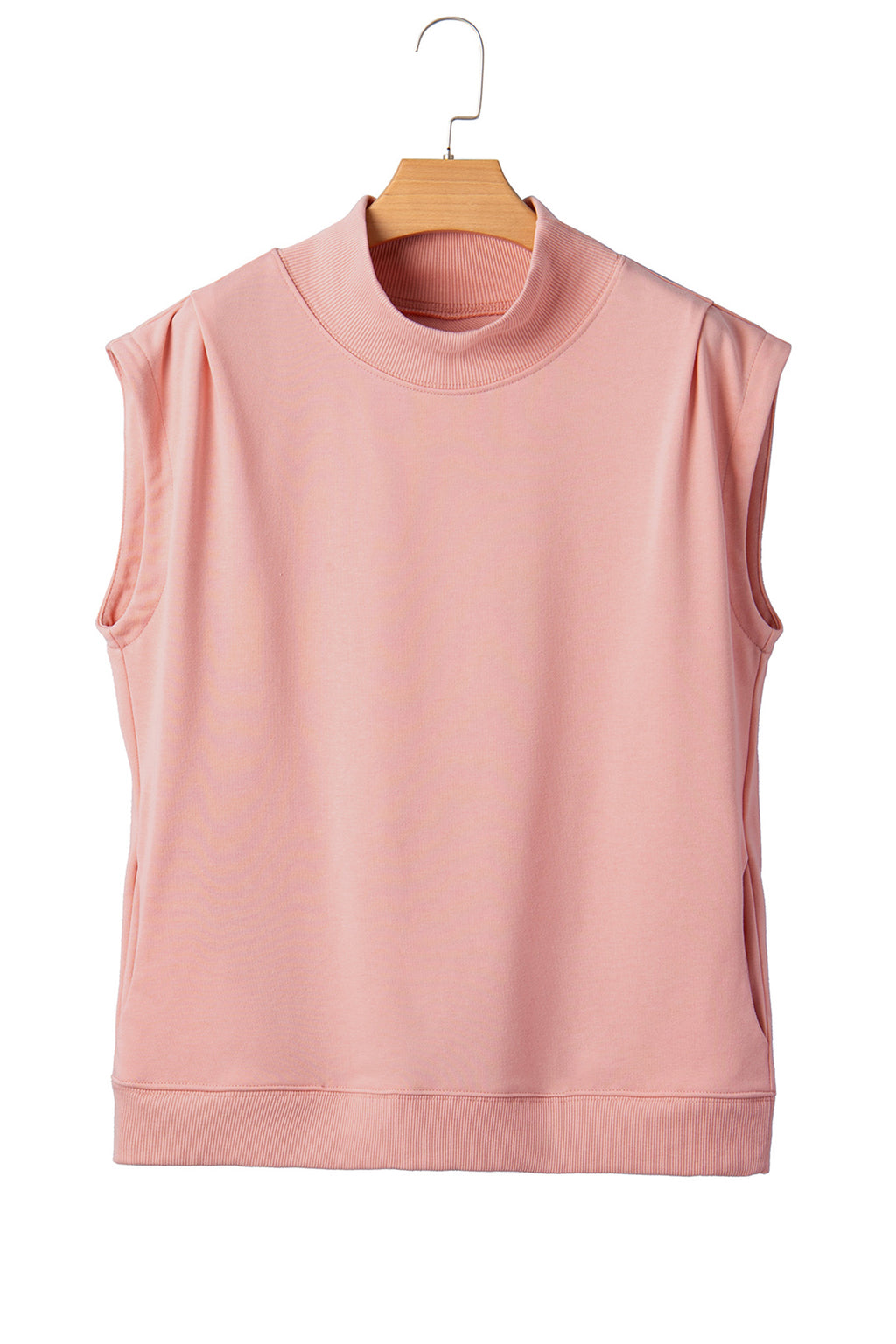Pink High Neck Cap Sleeve Top
