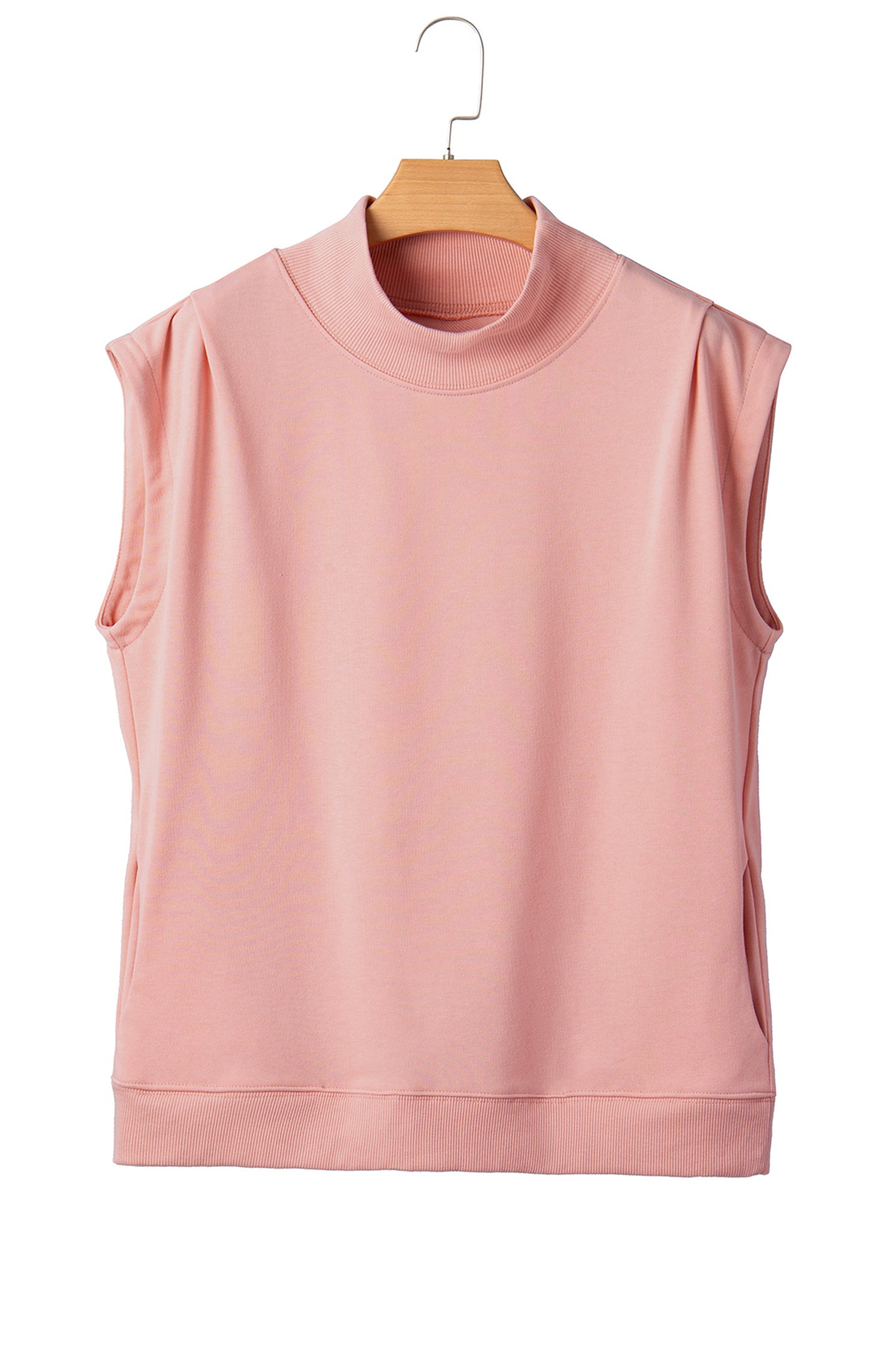 Pink High Neck Cap Sleeve Top