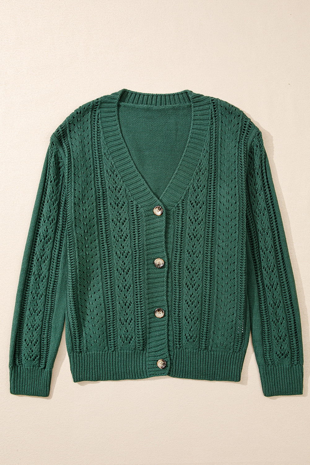 Green Open Knit Drop Shoulder Cardigan