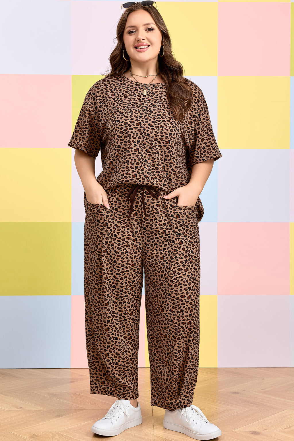 Brown Leopard Plus Size Set