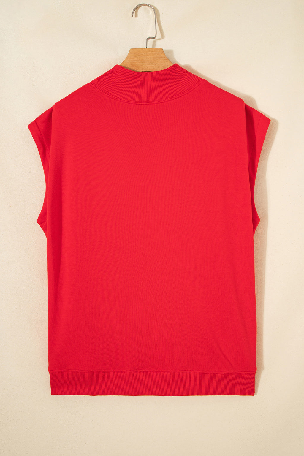 Red High Neck Cap Sleeve Top