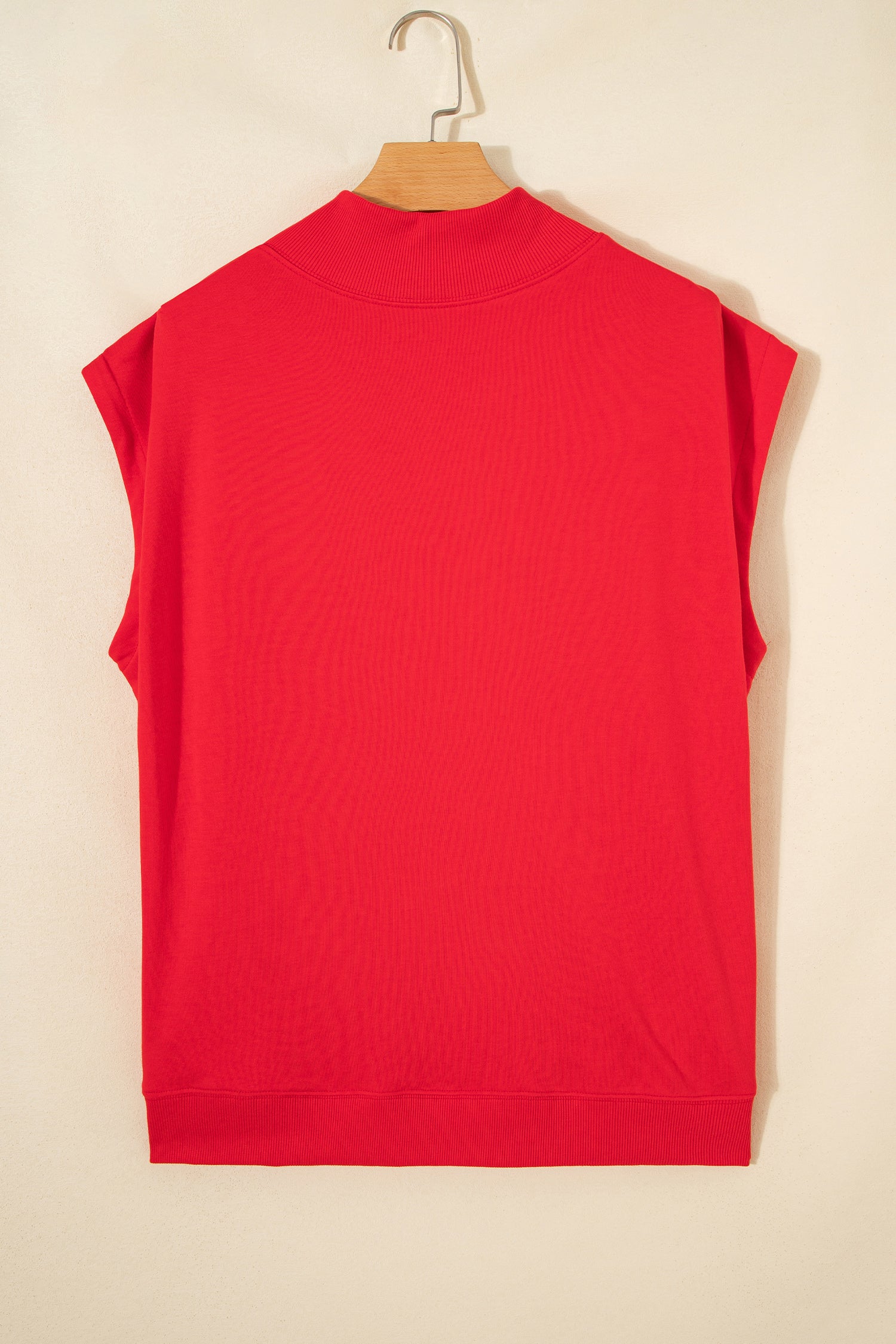 Red High Neck Cap Sleeve Top