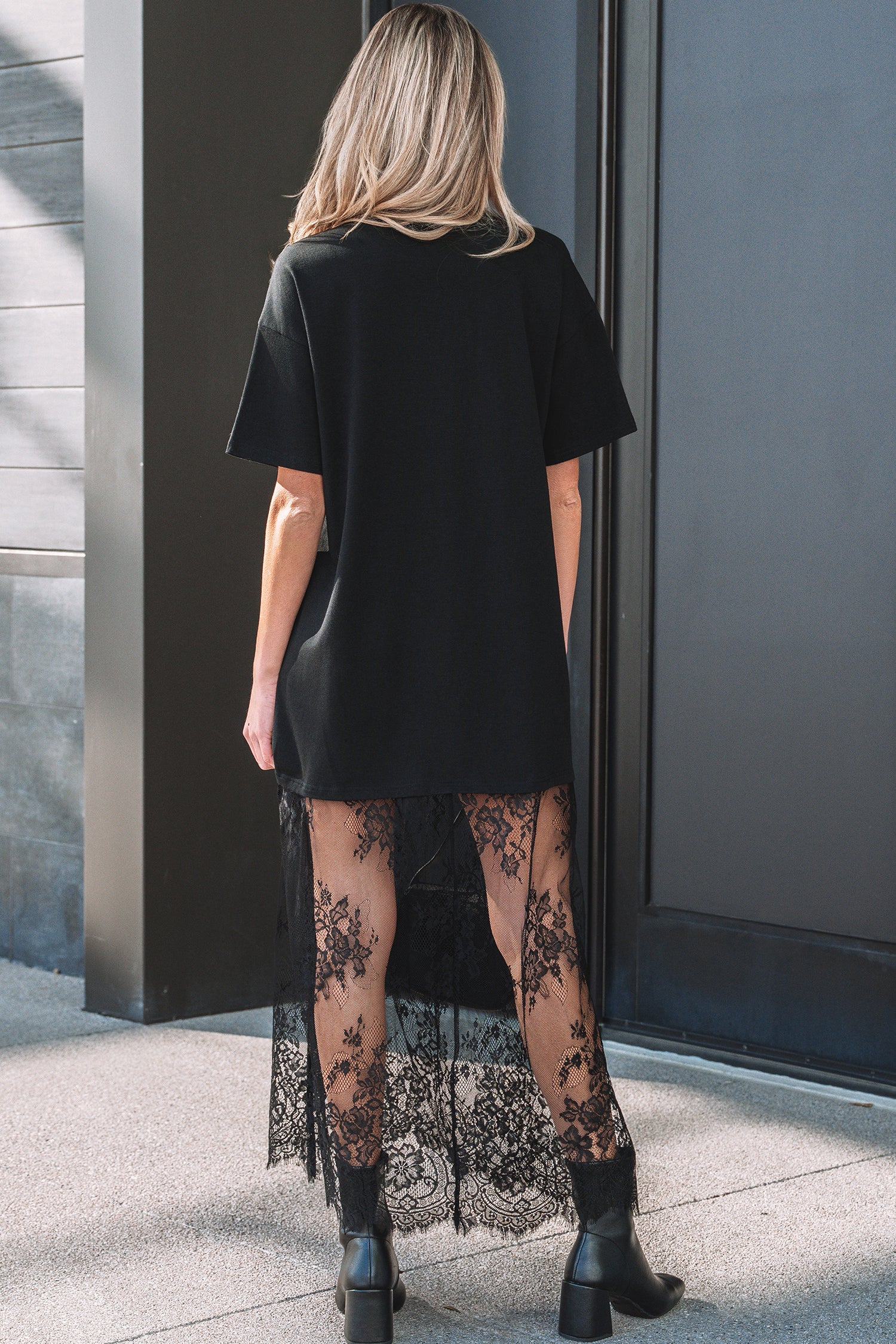 Black Floral Patchwork Maxi Dress