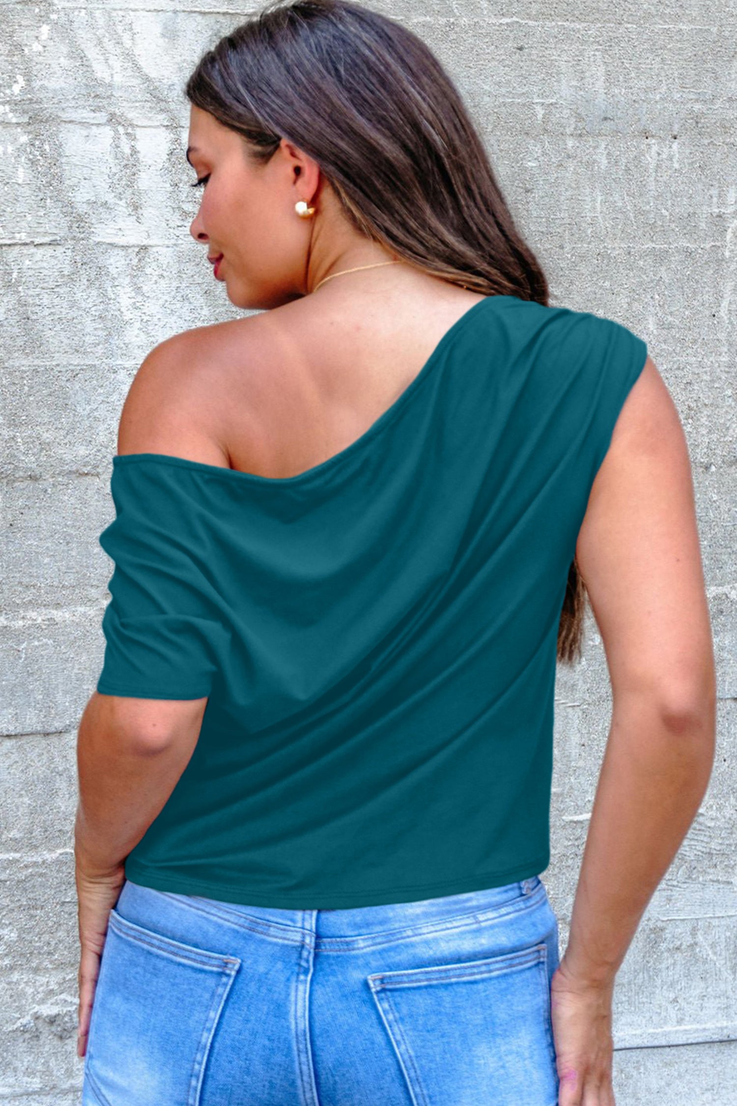 Blue Plus Size Asymmetric Blouse