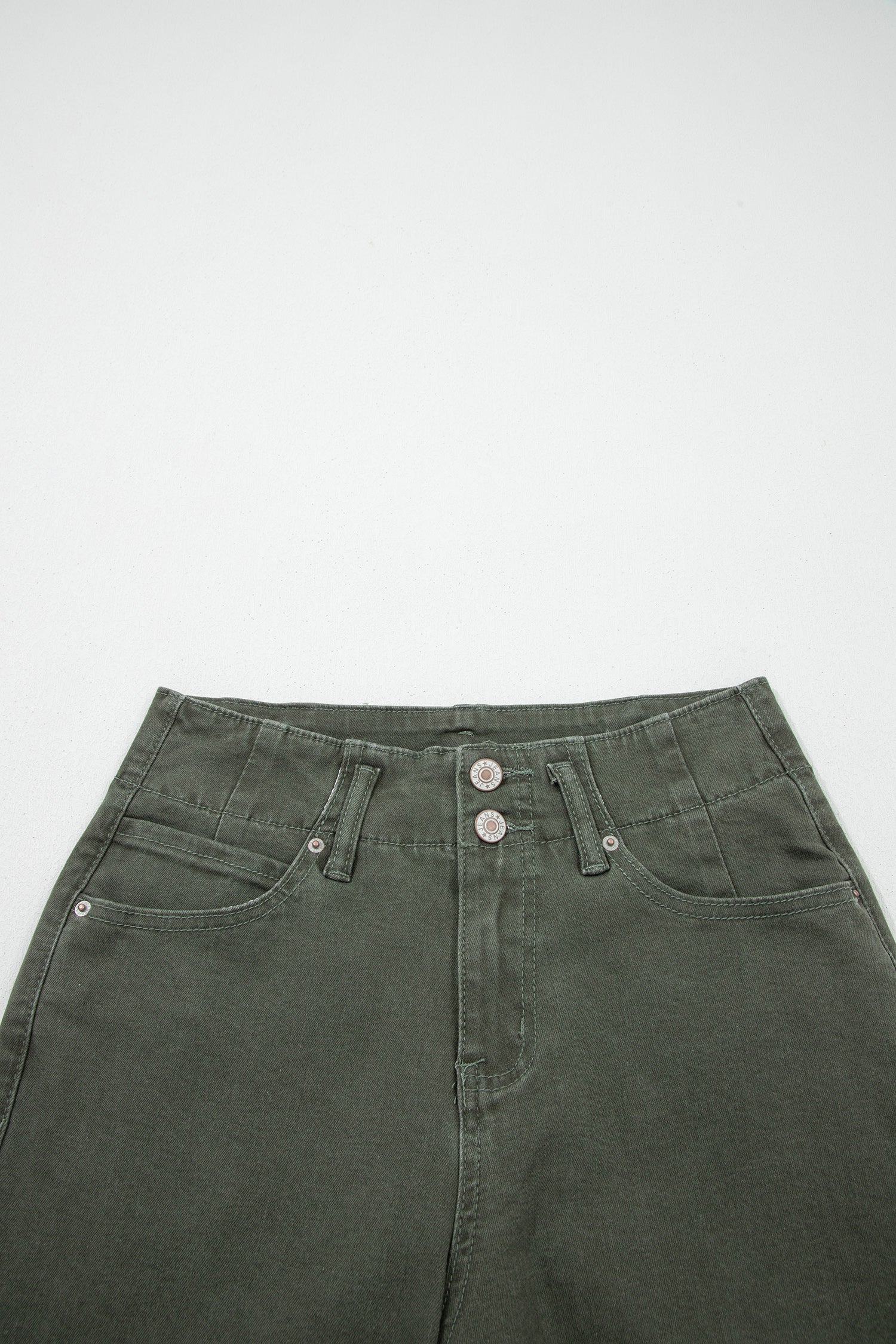 Green High Waist Wide Leg Jeans