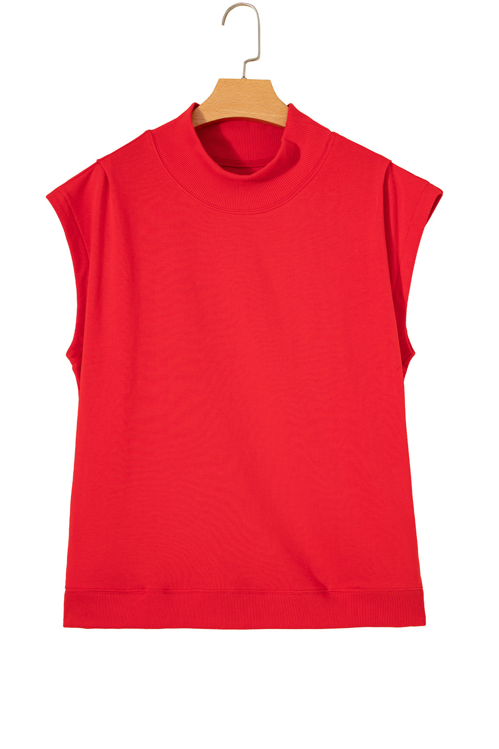 Red High Neck Cap Sleeve Top
