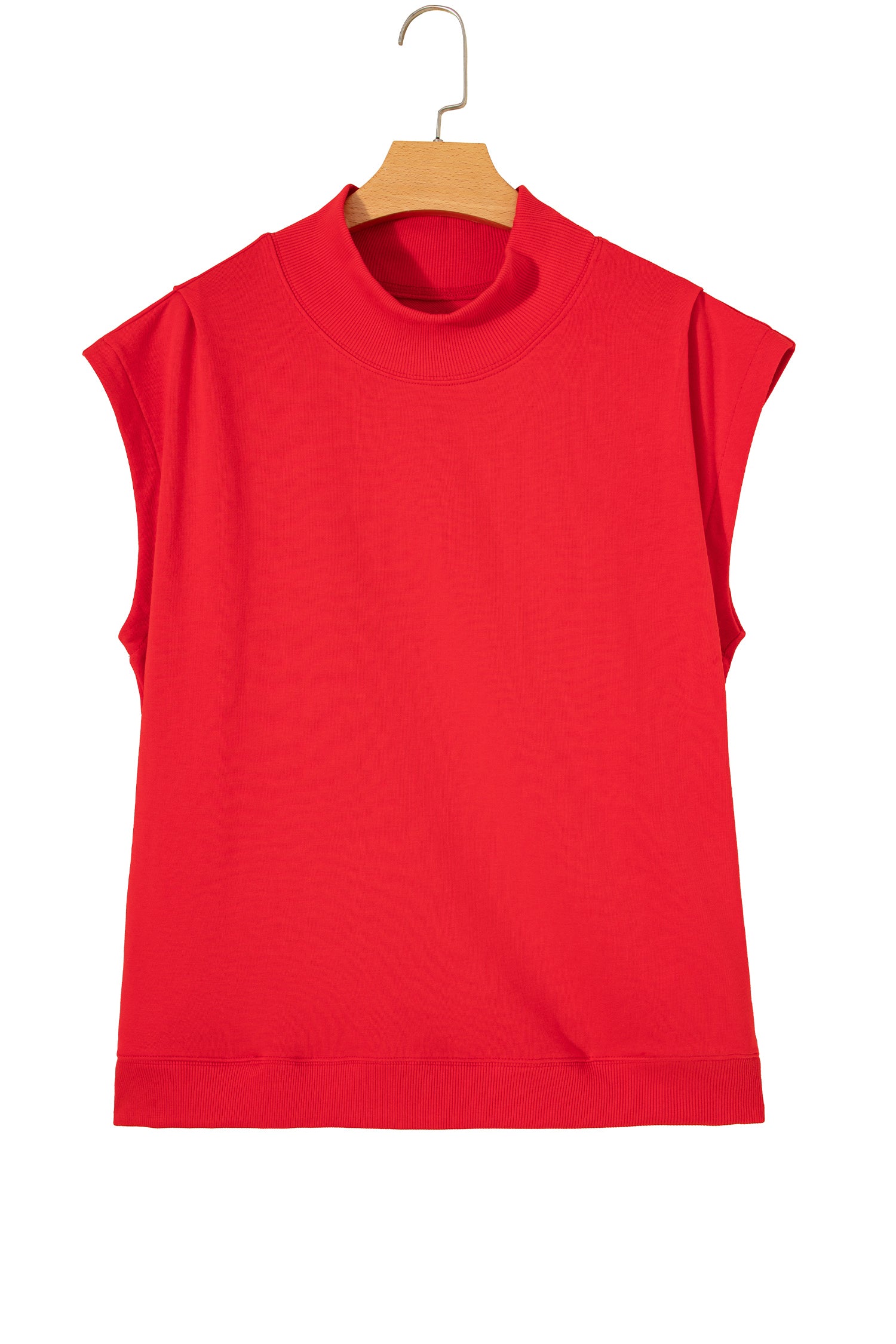 Red High Neck Cap Sleeve Top