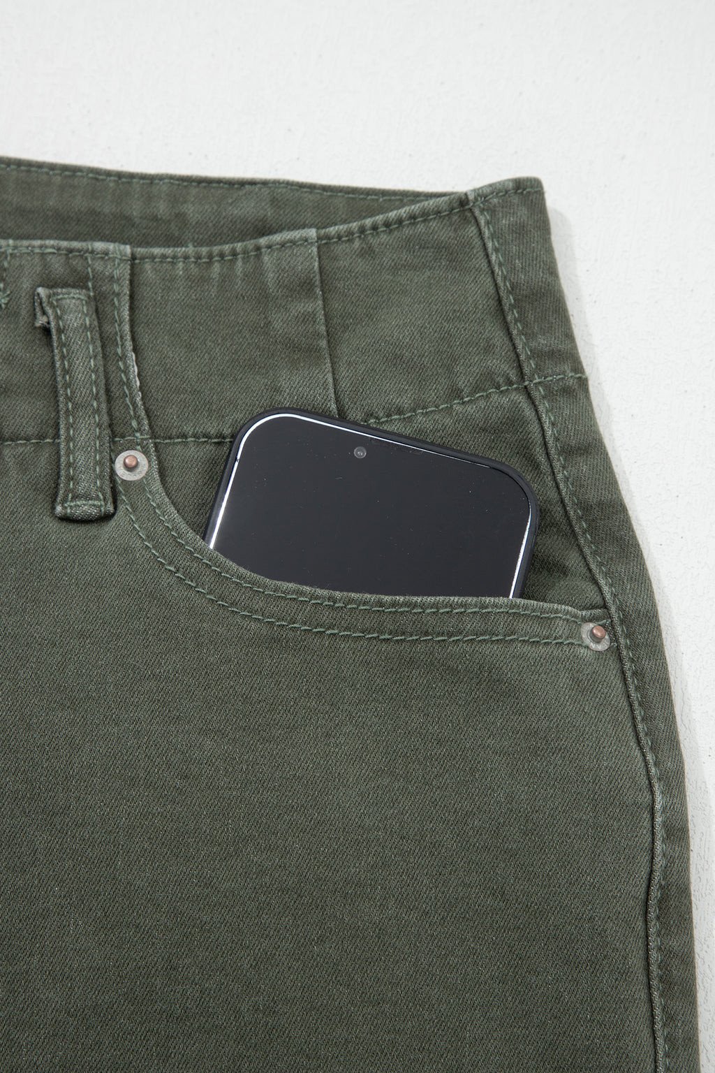 Green High Waist Wide Leg Jeans