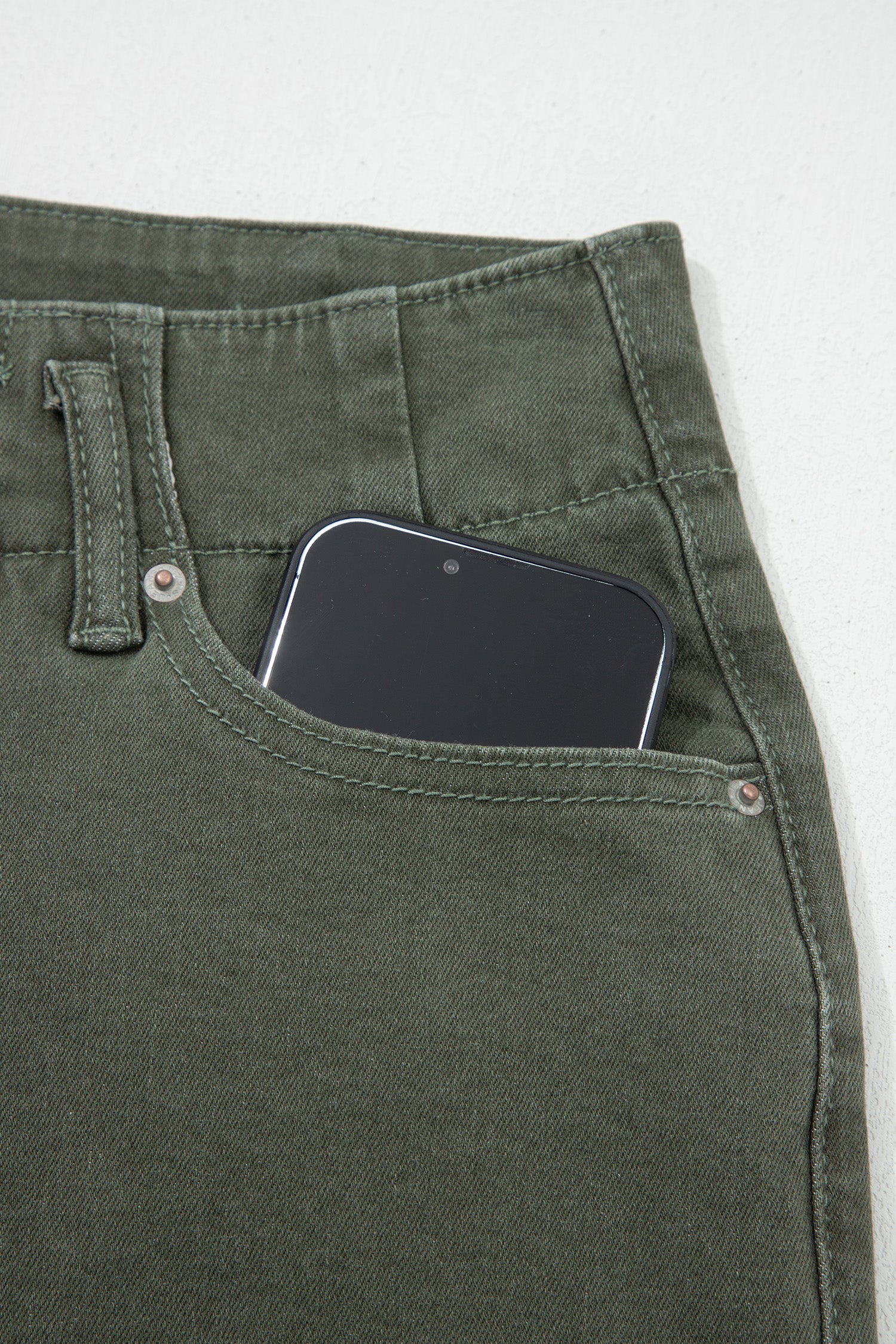 Green High Waist Wide Leg Jeans
