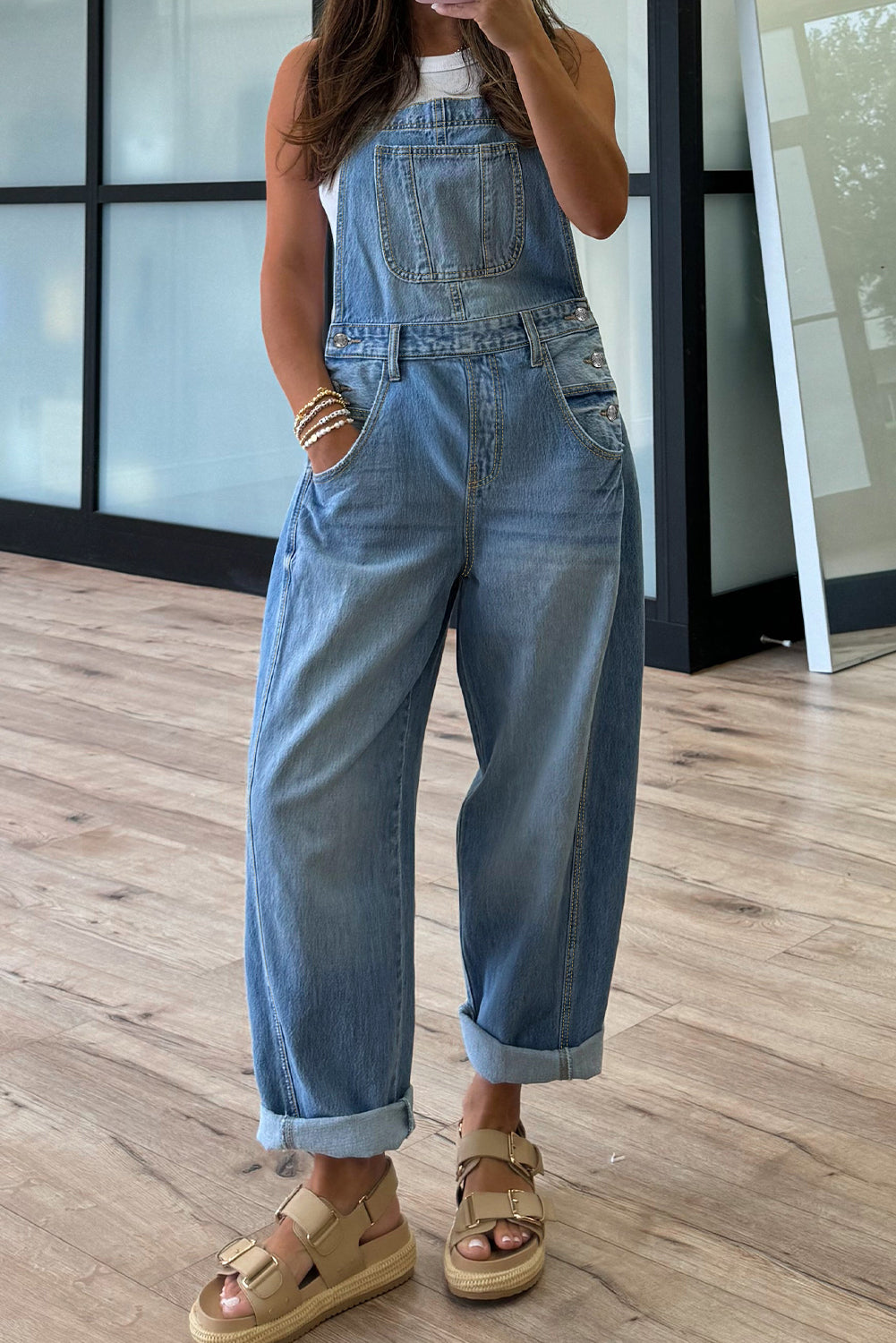 Blue Barrel Denim Overalls