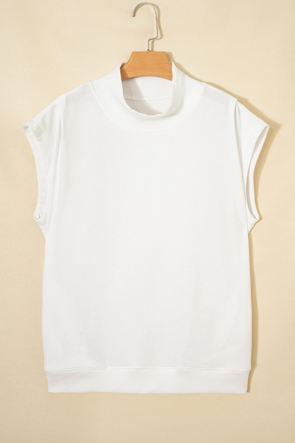 White High Neck Cap Sleeve Top