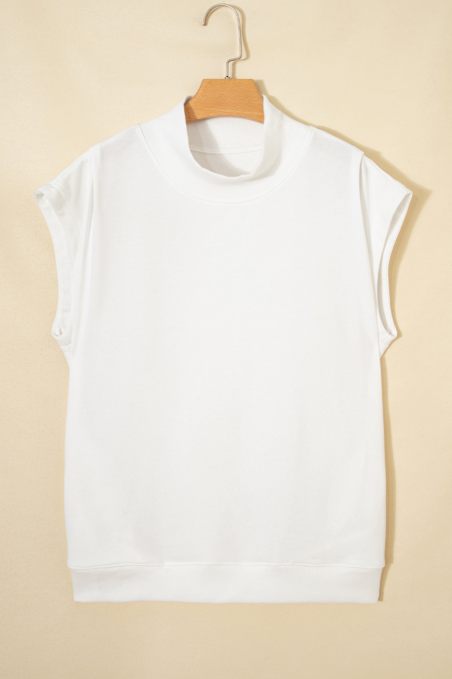 White High Neck Cap Sleeve Top