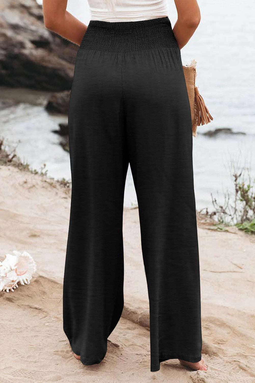 Black Plus Size High Waist Wide Leg Pants