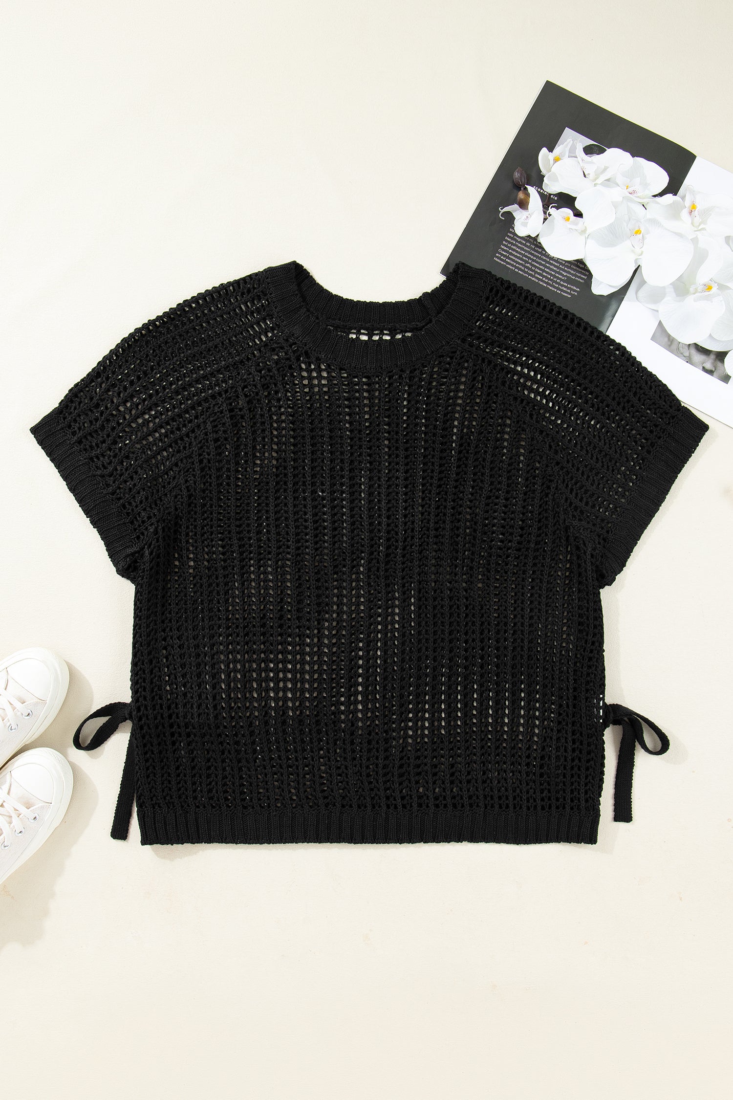 Black Plus Size Bow Tie Sweater
