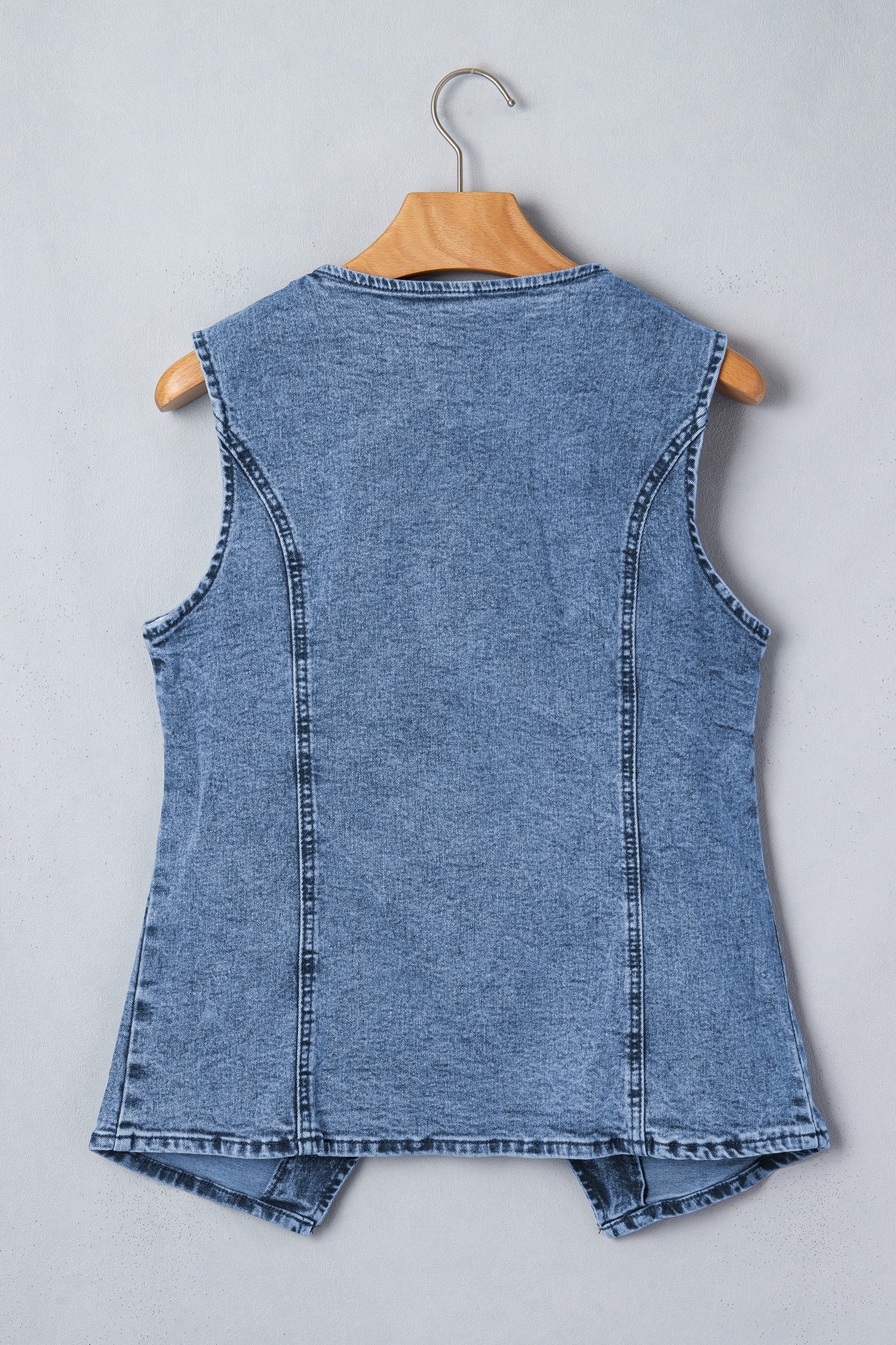Blue Buttoned Denim Vest