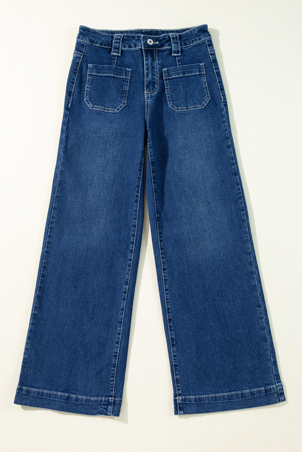 Blue High Waist Wide Leg Jeans