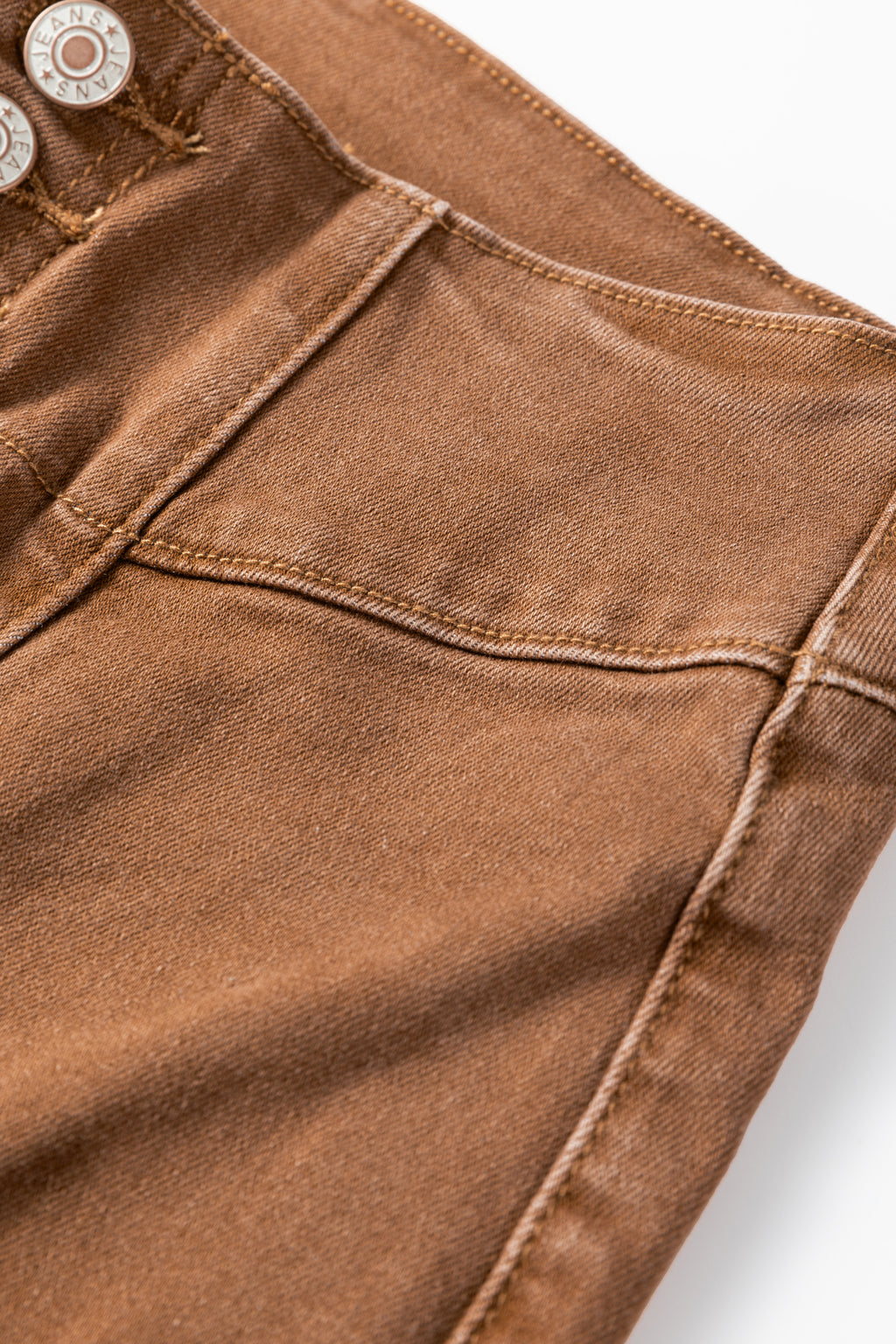 Tan Raw Hem Flare Jeans