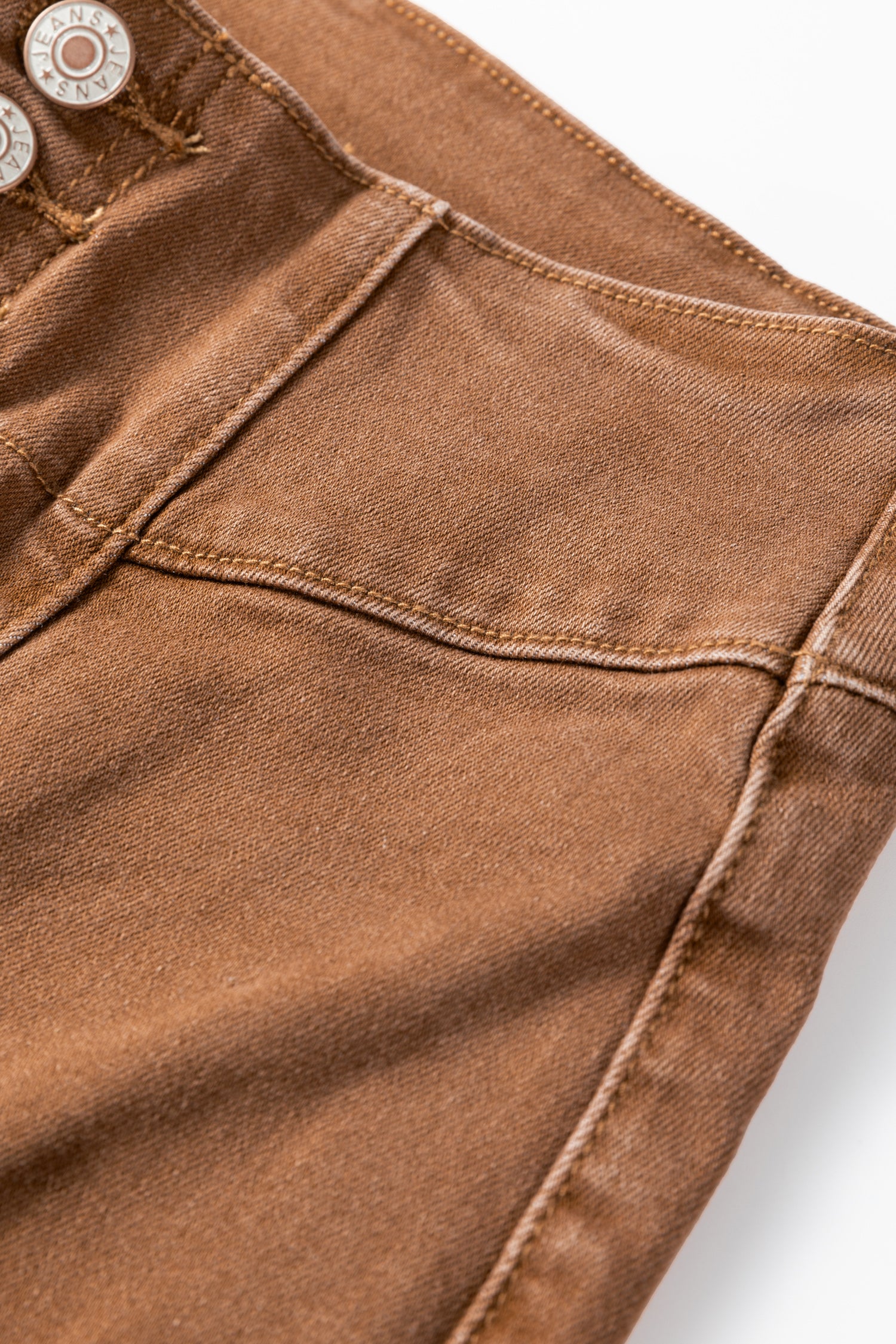 Tan Raw Hem Flare Jeans