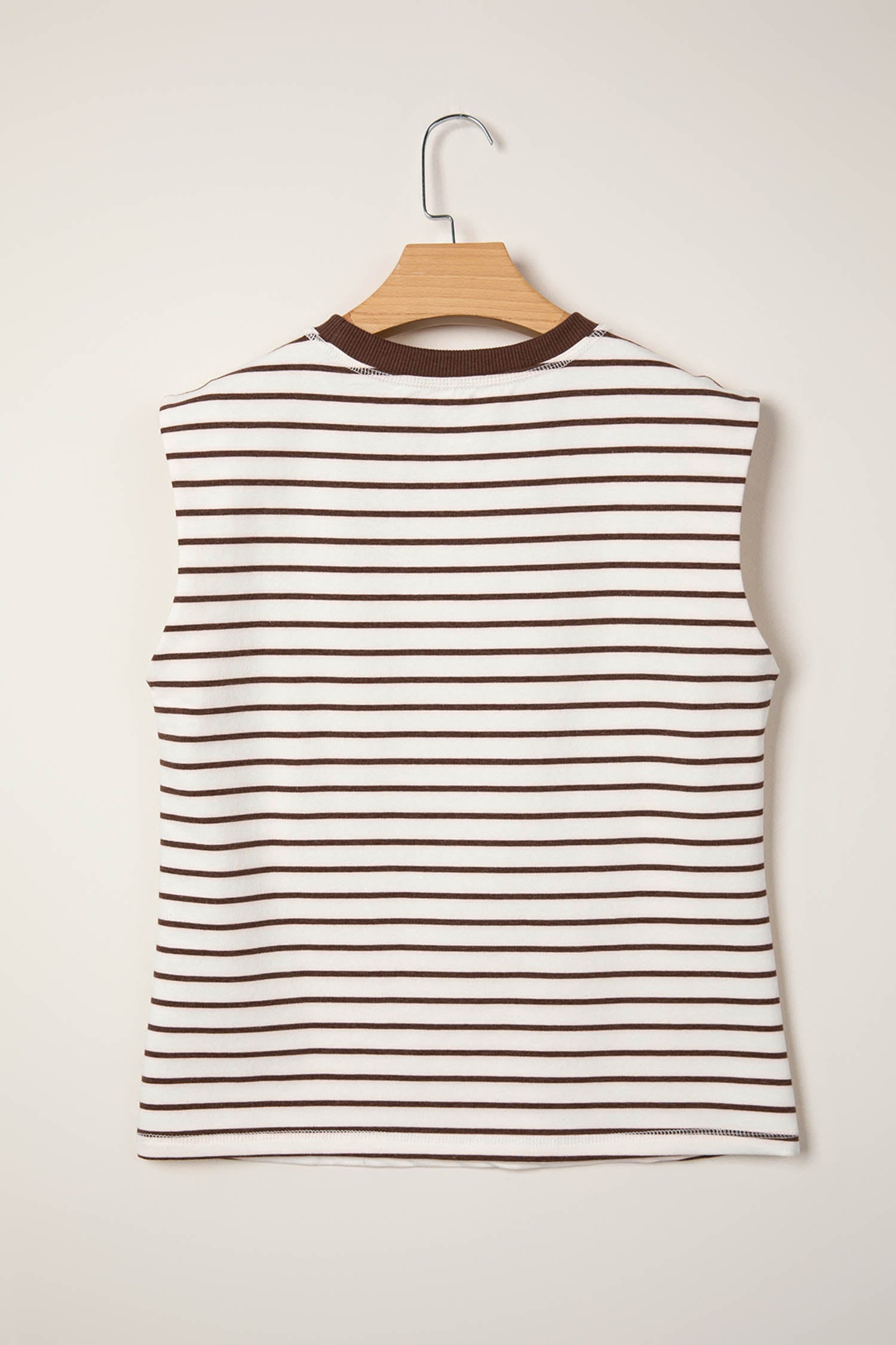 Brown Stripe Ribbed Tank Top