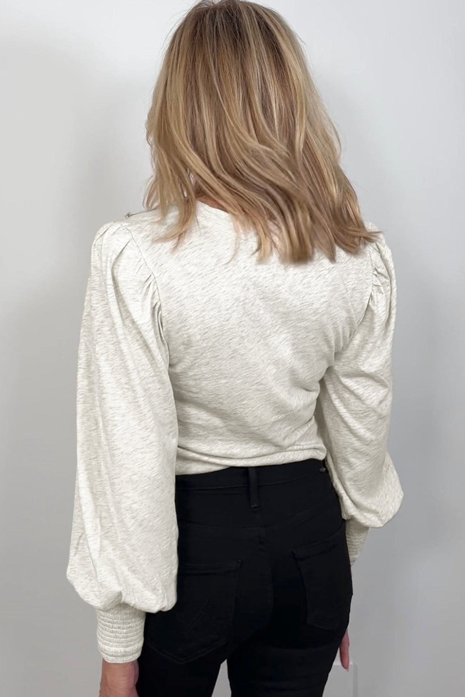 Oatmeal Puff Sleeve Top