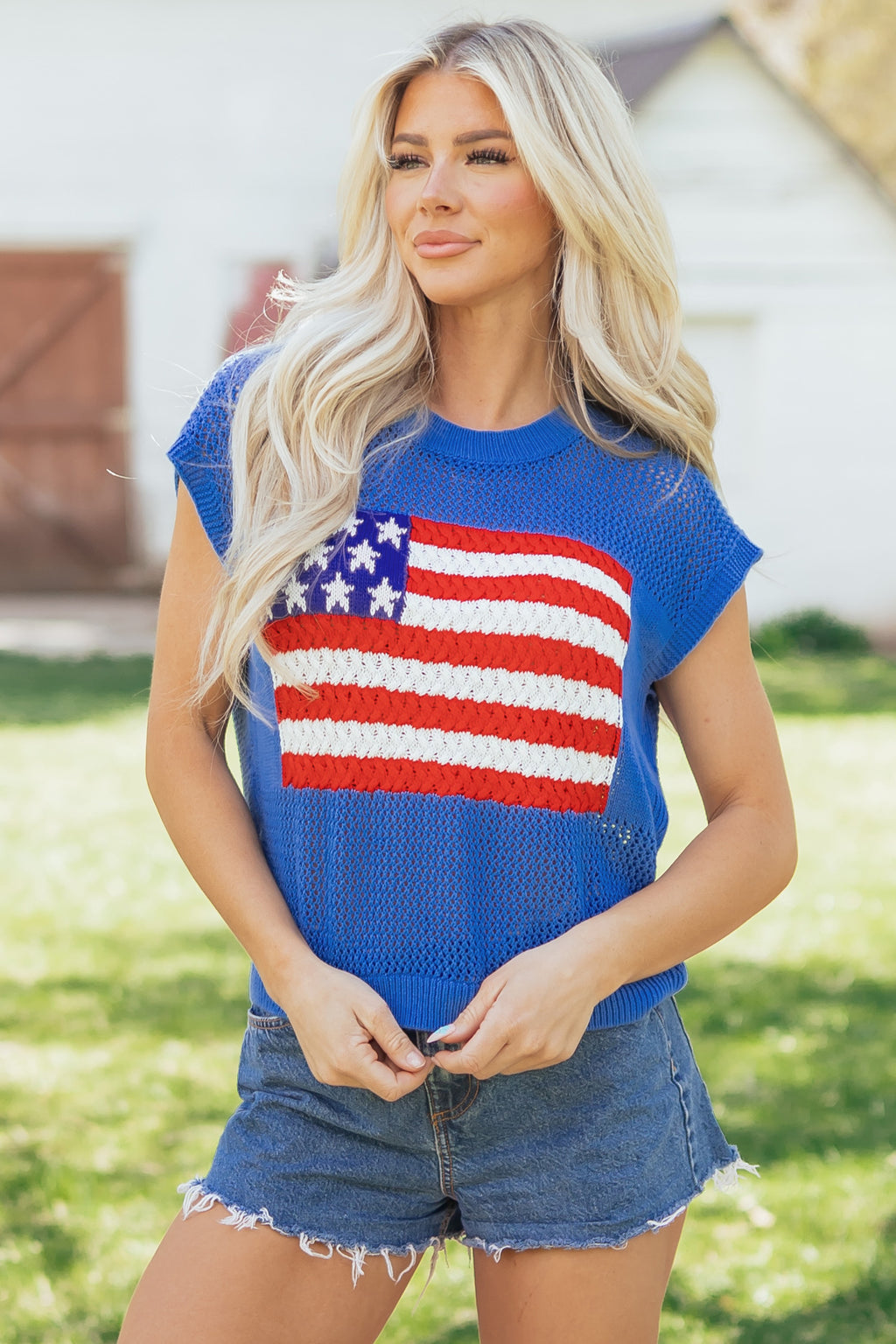 Sky Blue Flag Sweater Top
