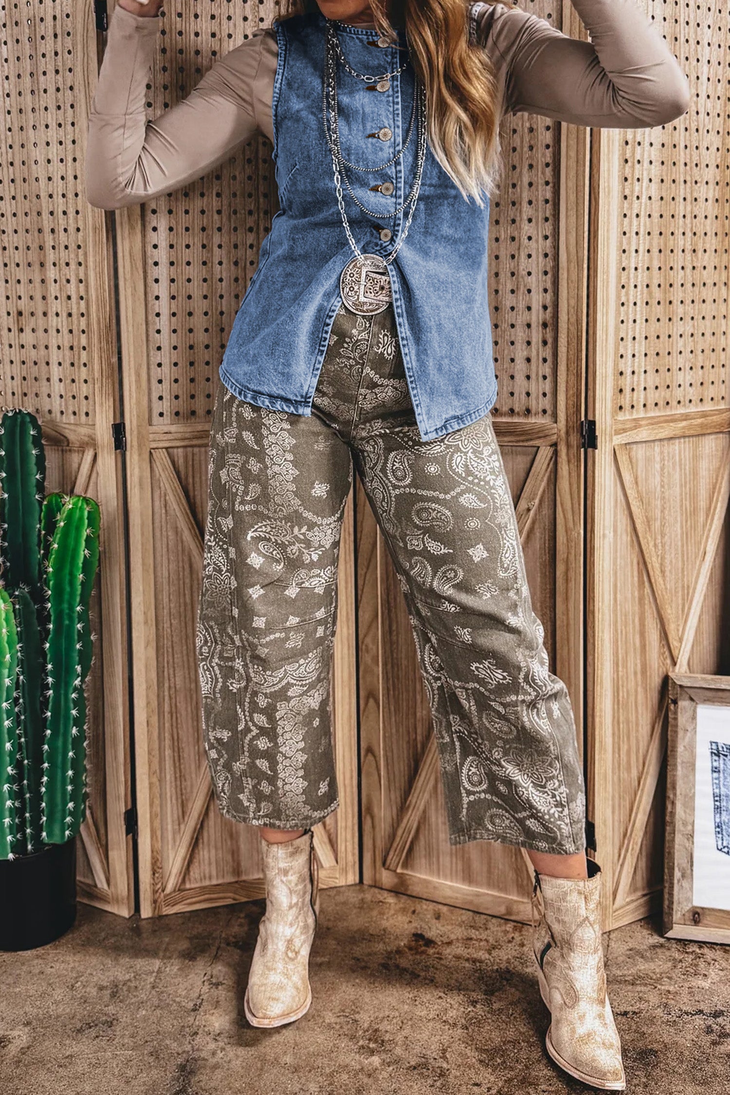 Blue Buttoned Denim Vest