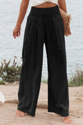 Black Plus Size High Waist Wide Leg Pants