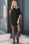 Black Floral Patchwork Maxi Dress