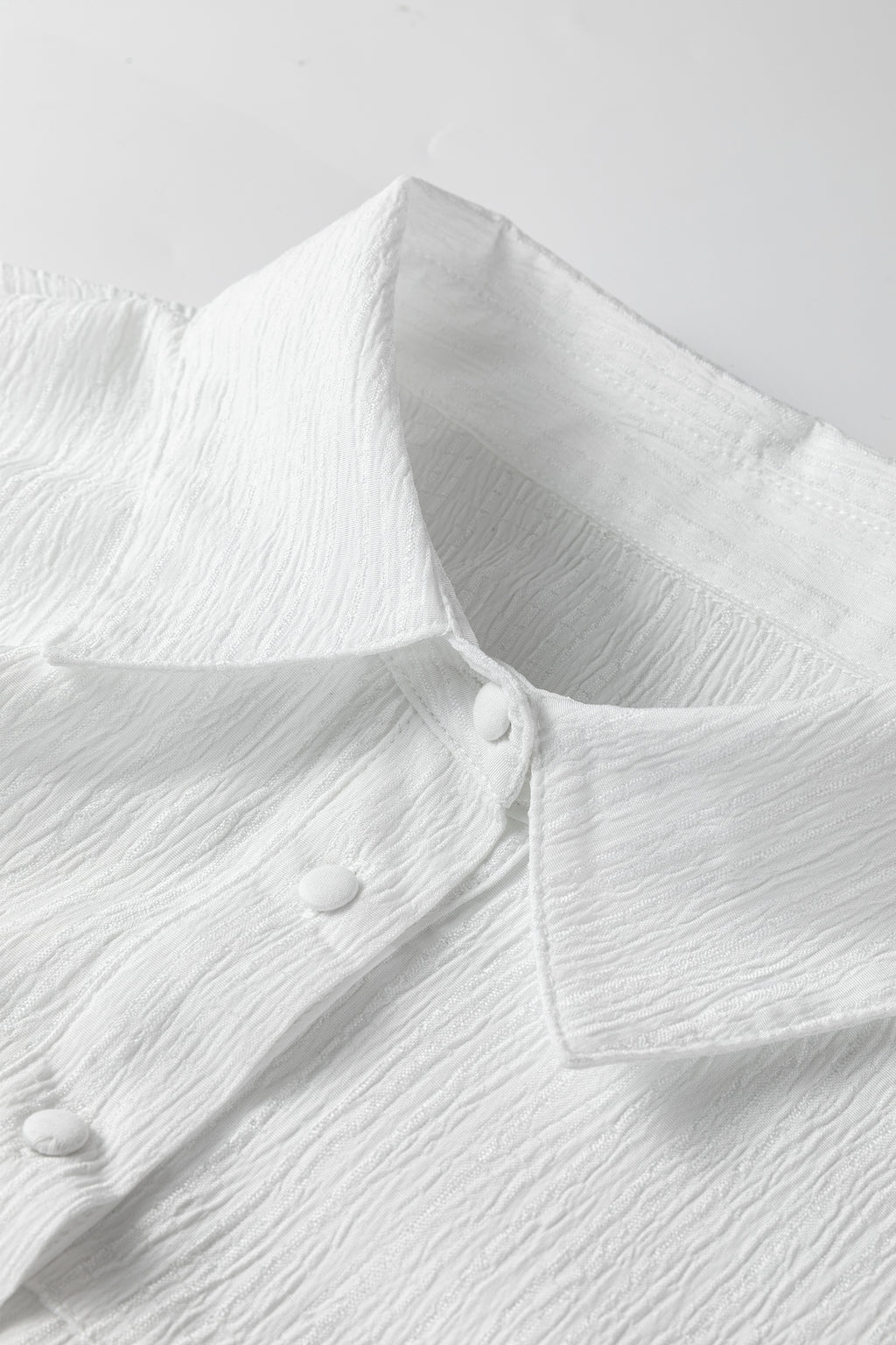White Lantern Sleeve Button Down Shirt