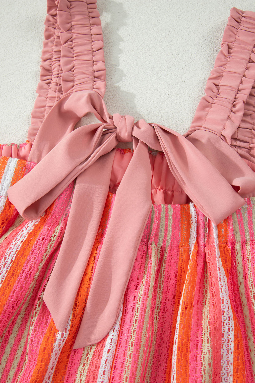 Pink Stripe Ribbon Knot Maxi Dress